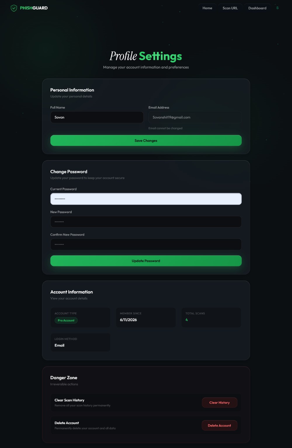 Screenshot 5 of PhishGuard project